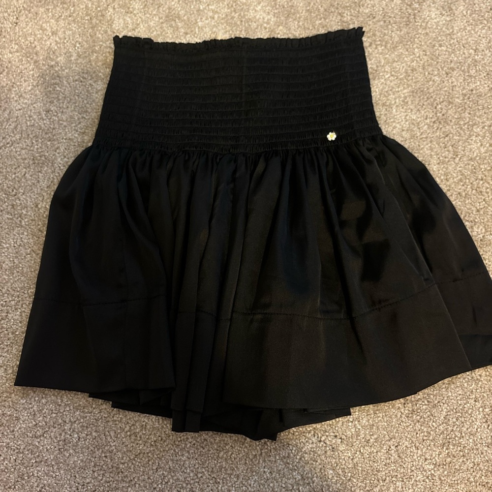 Black Smocked Waist Skirt